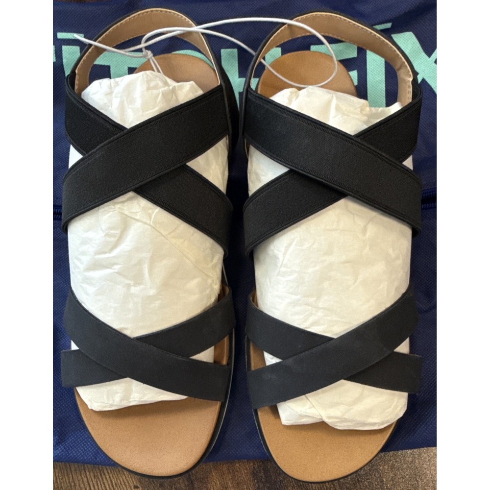 Violet & Red Tillie Sandal Womens Size 9 Black Brand New Strappy Flat Slip On